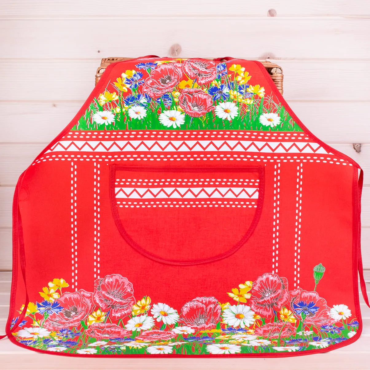 Polish Floral Kitchen Apron (Poppies Wildflowers)
