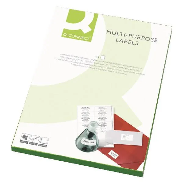 Q-Connect White Multipurpose Label 63.5 x 46.5mm 18 Per Sheet Pack of 1800 KF26052