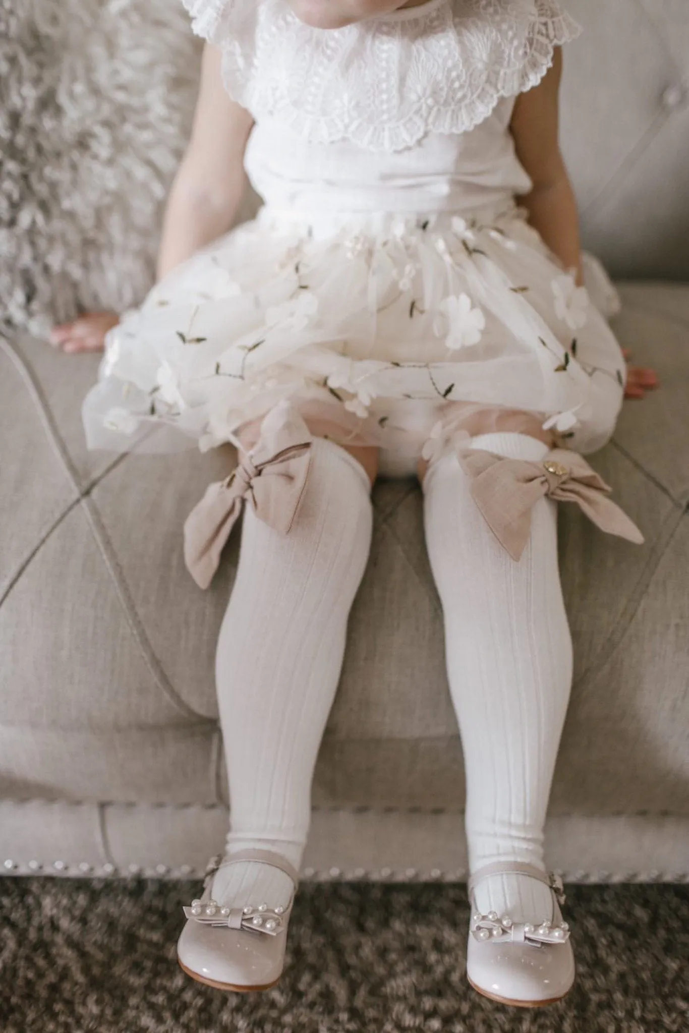 "Emma" Linen Bow Socks