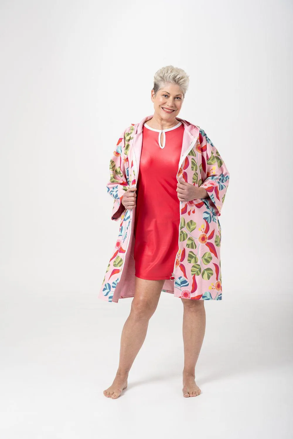 Sand Free Beach Hoodie in pink summer spritz