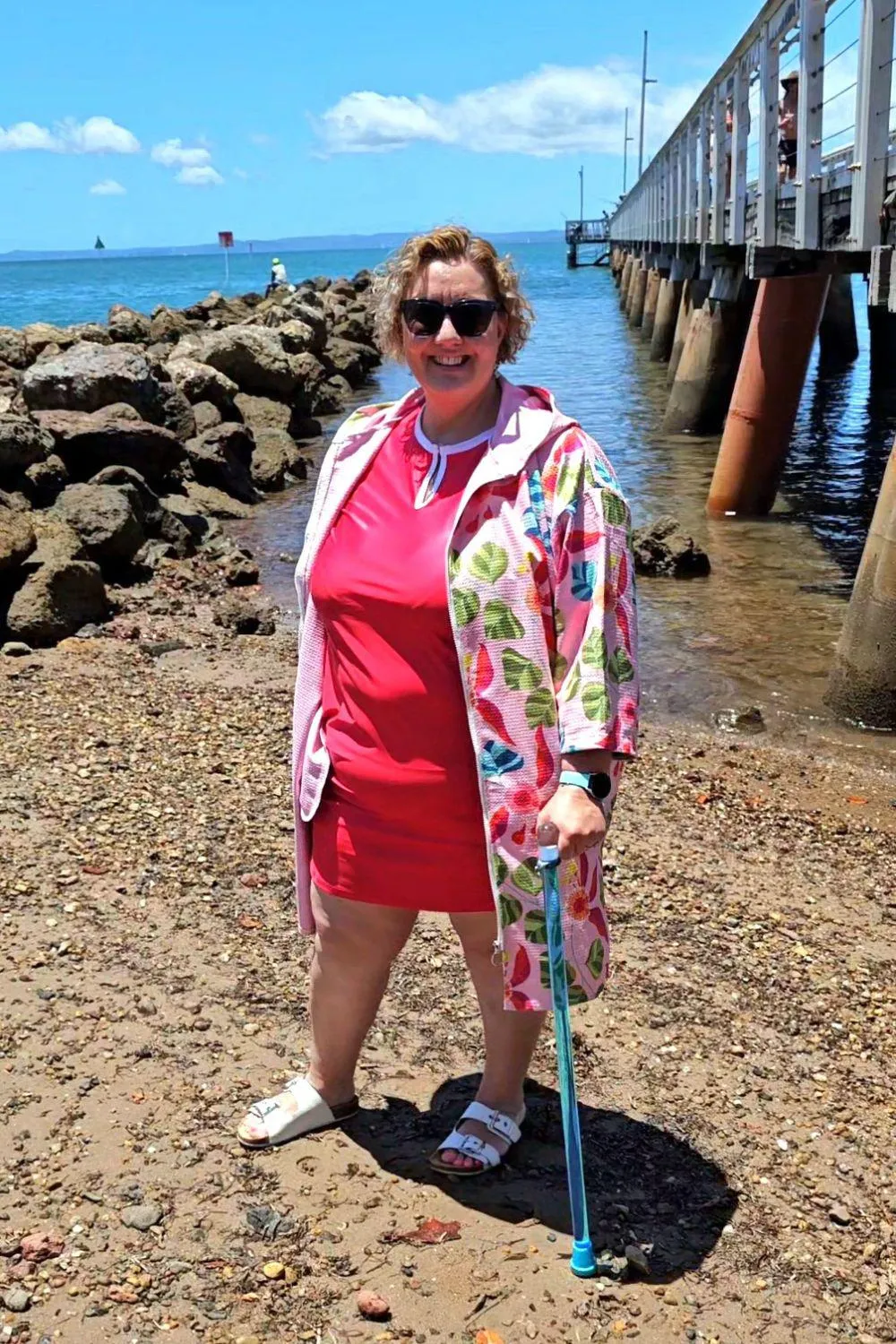 Sand Free Beach Hoodie in pink summer spritz