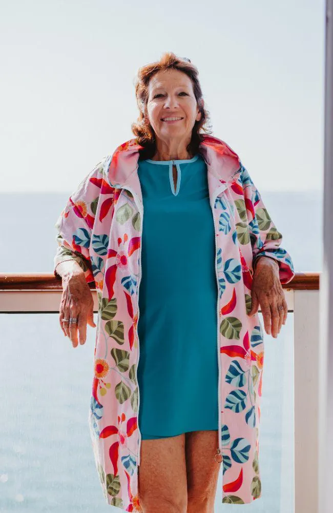 Sand Free Beach Hoodie in pink summer spritz