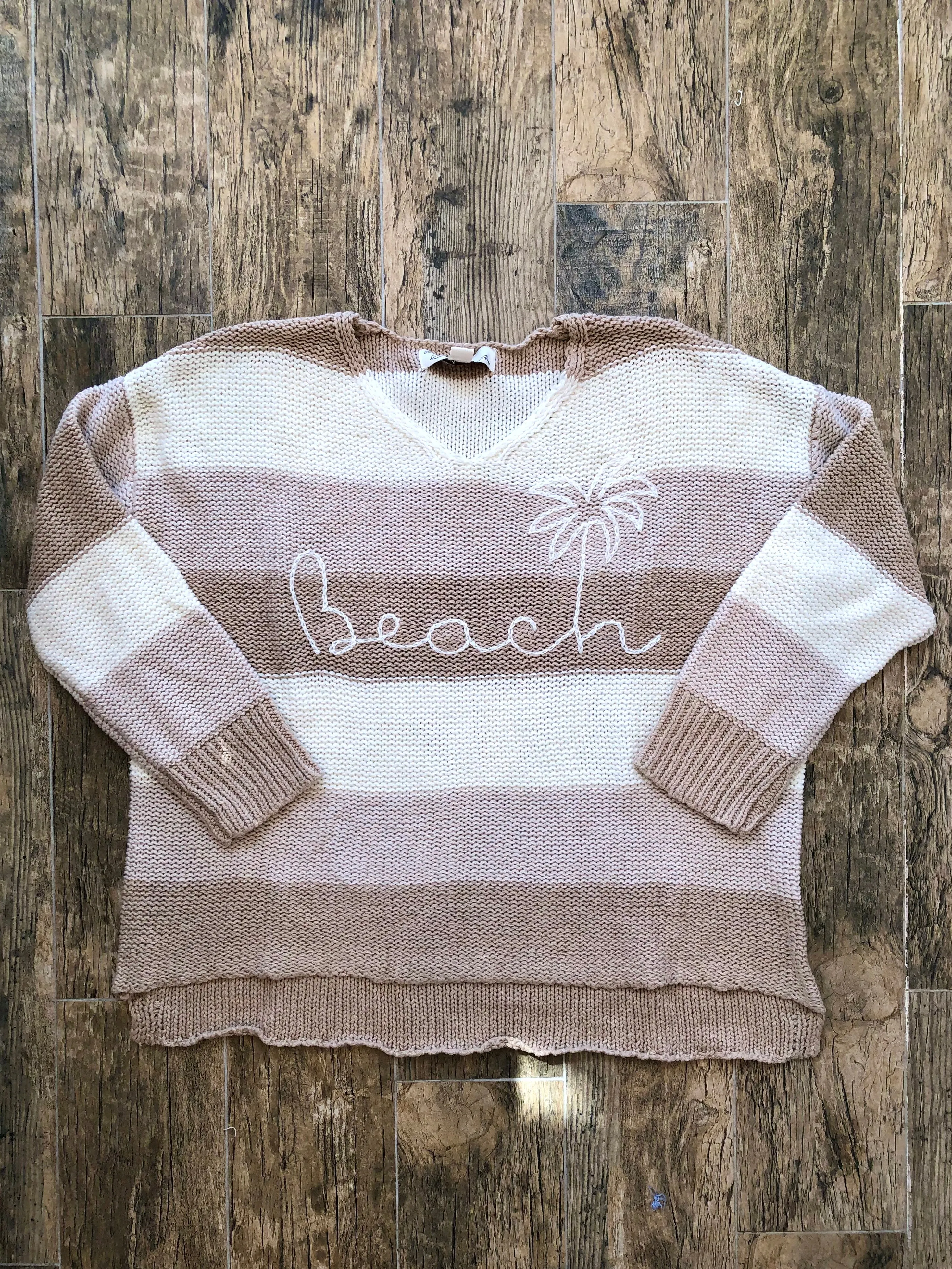 Sand Stripe Beach Sweater - Tan