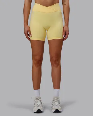 Sara Strike Cross Over Waist Mid Short Tights - Sunflower