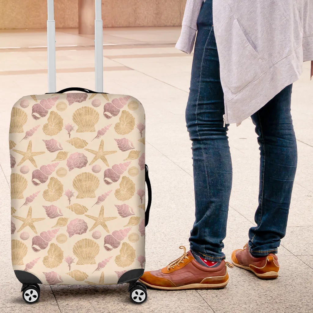 Seashell Pattern on Antique White Background Luggage Cover Suitcase Protector