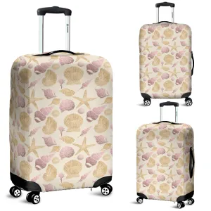 Seashell Pattern on Antique White Background Luggage Cover Suitcase Protector