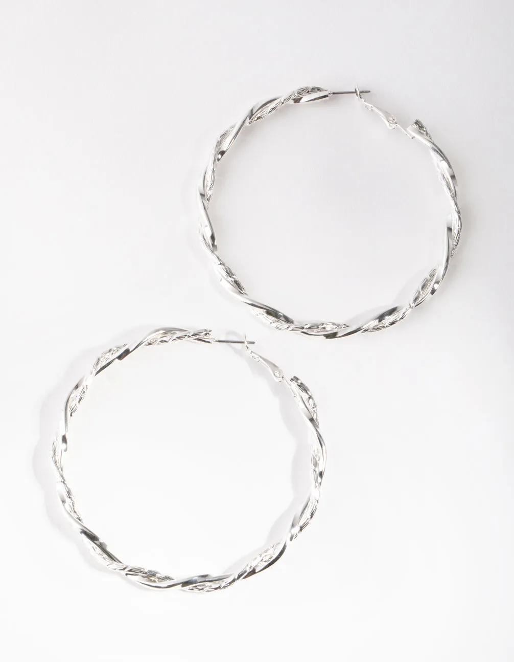 Silver Double Twist Hoop Earrings