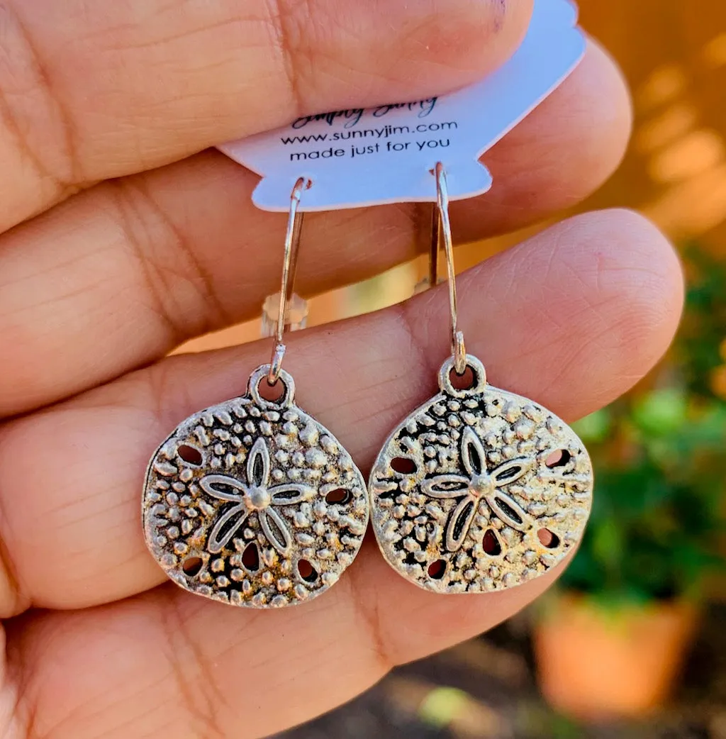 Silver Sand Dollar, Earrings