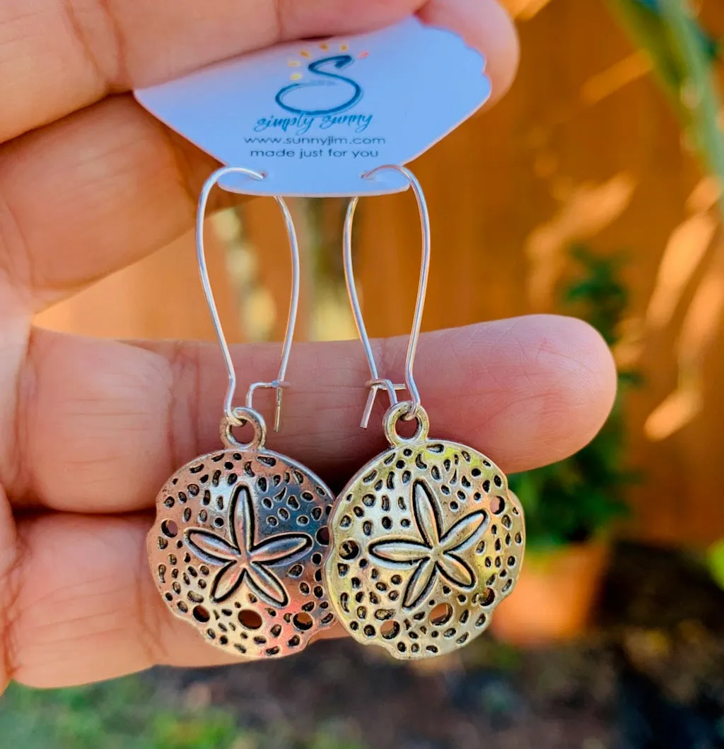 Silver Sand Dollar, Earrings