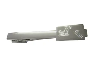 Silver Toned Etched Chopper Motorcycle Square Tie Clip