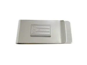 Silver Toned Etched Cuba Flag Money Clip