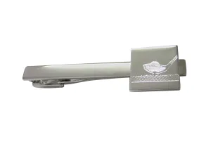 Silver Toned Etched Golf Ball and Club Square Tie Clip