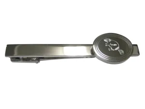 Silver Toned Etched Oval Beaver Tie Clip