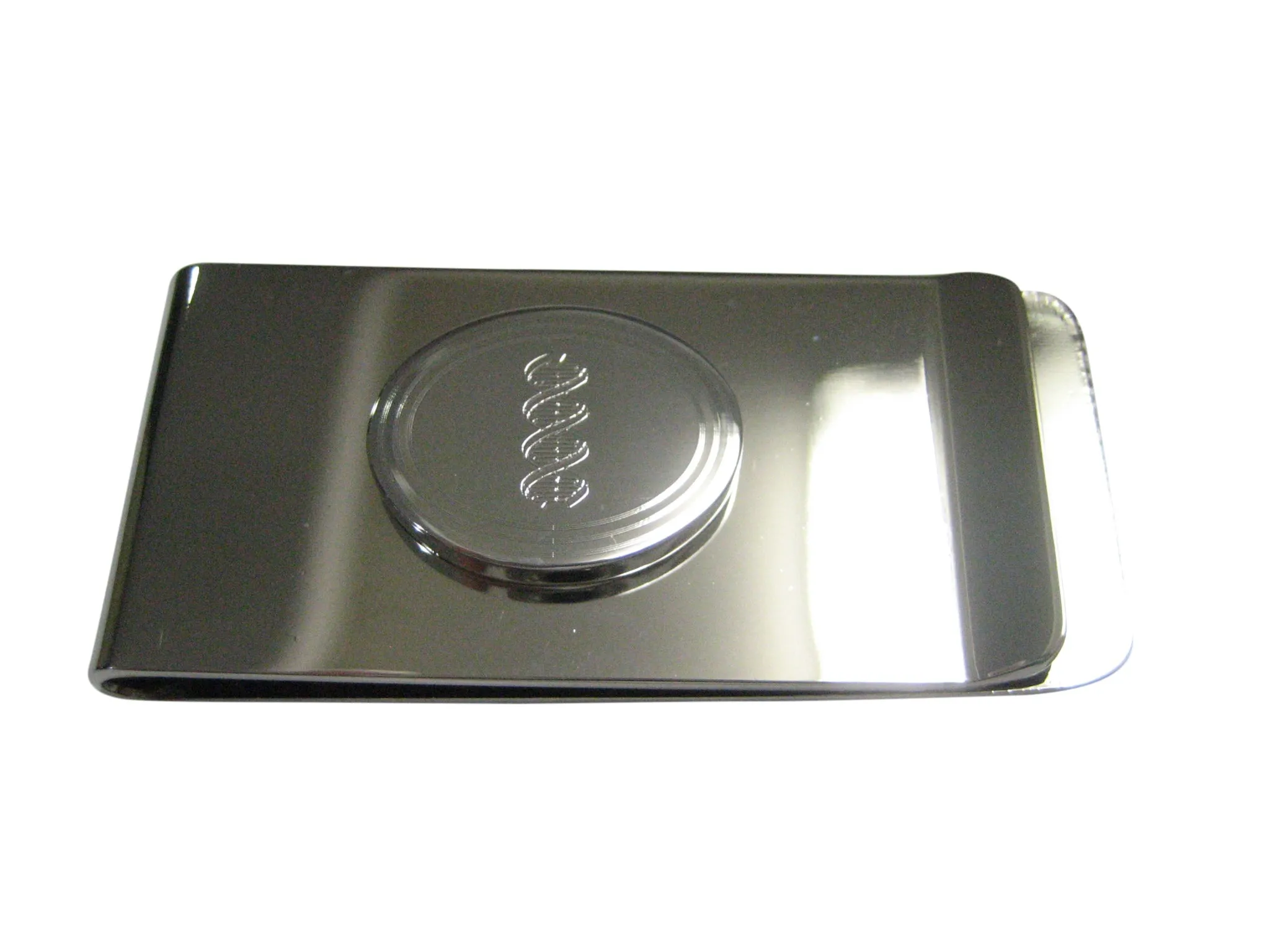 Silver Toned Etched Oval DNA Deoxyribonucleic Acid Molecule Money Clip