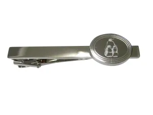 Silver Toned Etched Oval Family of Penguin Birds Tie Clip