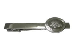 Silver Toned Etched Oval Lion Fish Tie Clip