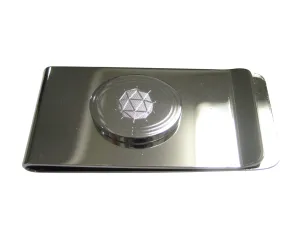 Silver Toned Etched Oval Polyhedral Virus Money Clip