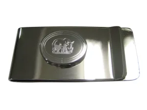 Silver Toned Etched Oval Rhino Money Clip