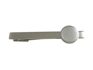 Silver Toned Etched Round Golf Ball Pendant Square Tie Clip