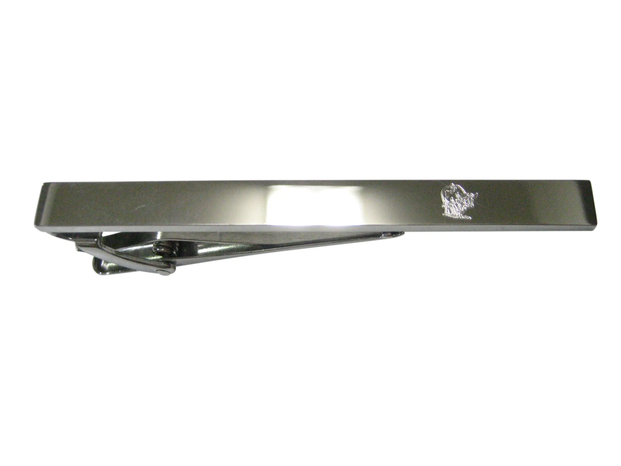 Silver Toned Etched Sleek African Buffalo Tie Clip