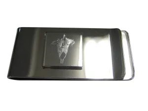 Silver Toned Etched Titan Arum Corpse Flower Carnivorous Plant Pendant Money Clip