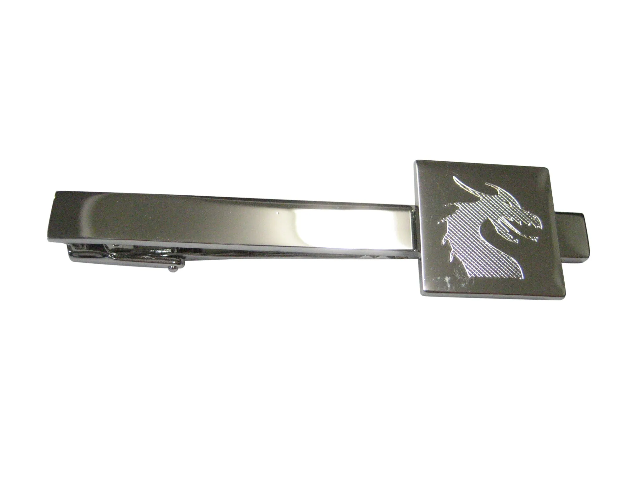 Silver Toned Etched Viking Dragon Tie Clip