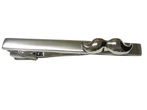 Silver Toned Hipster Mustache Square Tie Clip