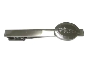 Silver Toned Oval Etched Barracuda Fish Tie Clip