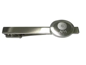 Silver Toned Oval Etched Cardano Coin Cryptocurrency Blockchain Tie Clip