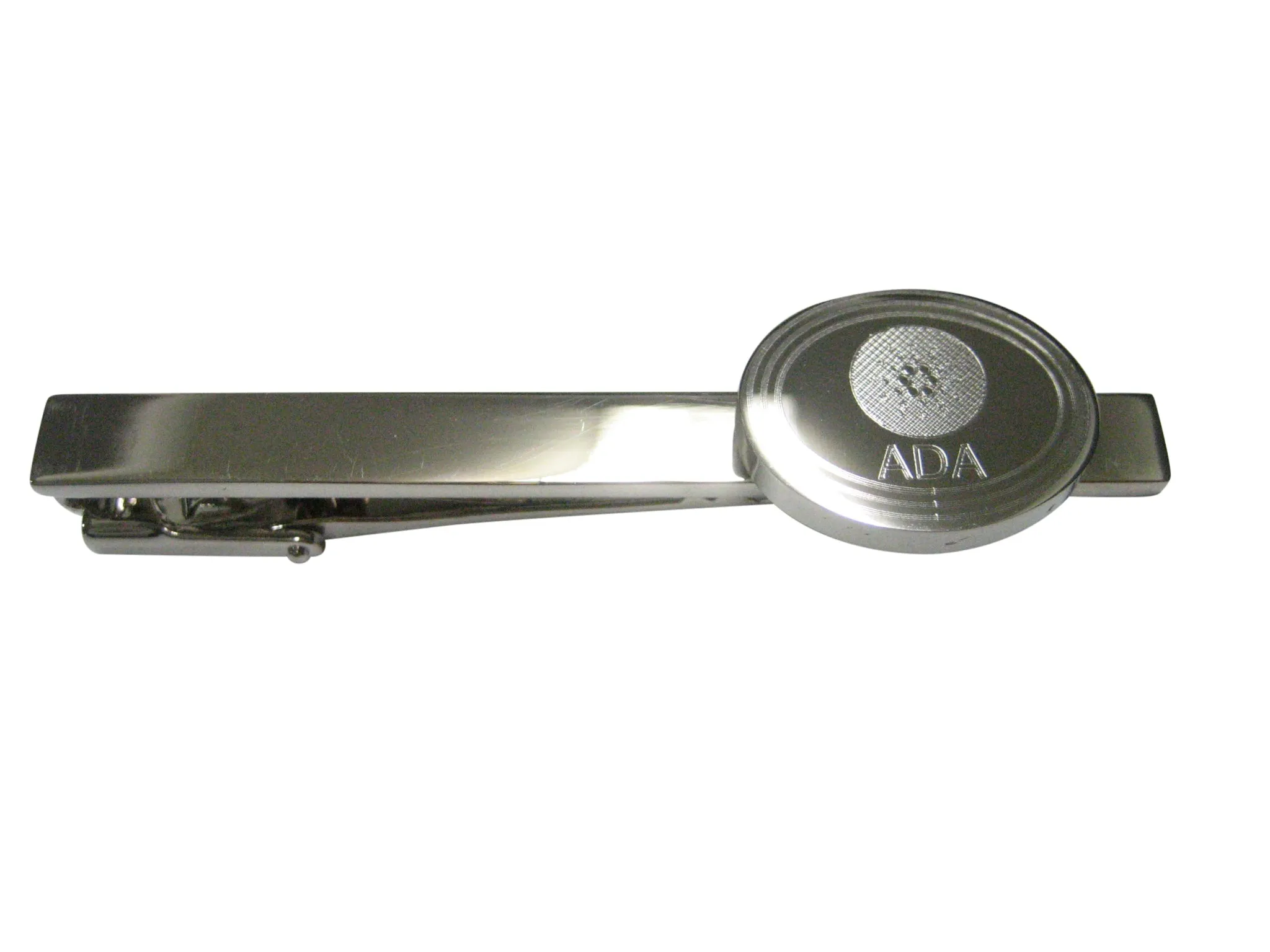 Silver Toned Oval Etched Cardano Coin Cryptocurrency Blockchain Tie Clip