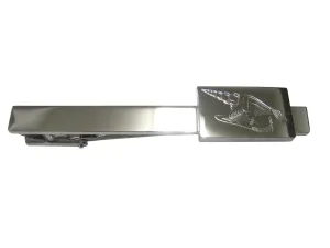 Silver Toned Rectangular Etched Sea Shell Tie Clip