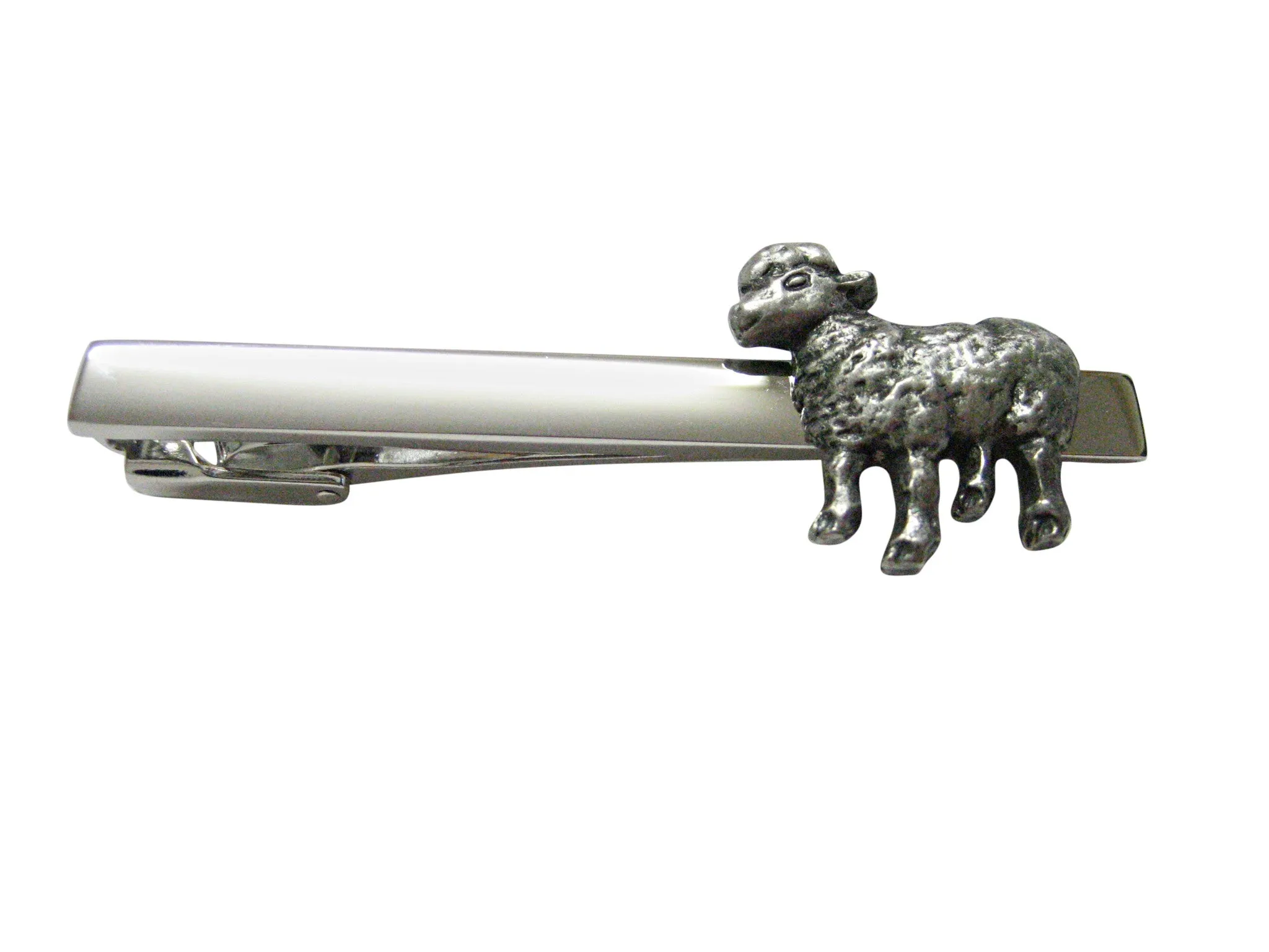 Silver Toned Sheep Square Tie Clip