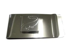 Silver Toned Square Etched Catfish Money Clip