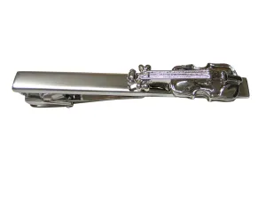 Silver Toned Violin Musical Instrument Square Tie Clip