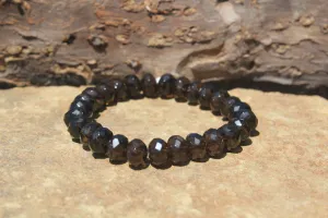 SMOKY QUARTZ FACETED STRETCH BRACELET