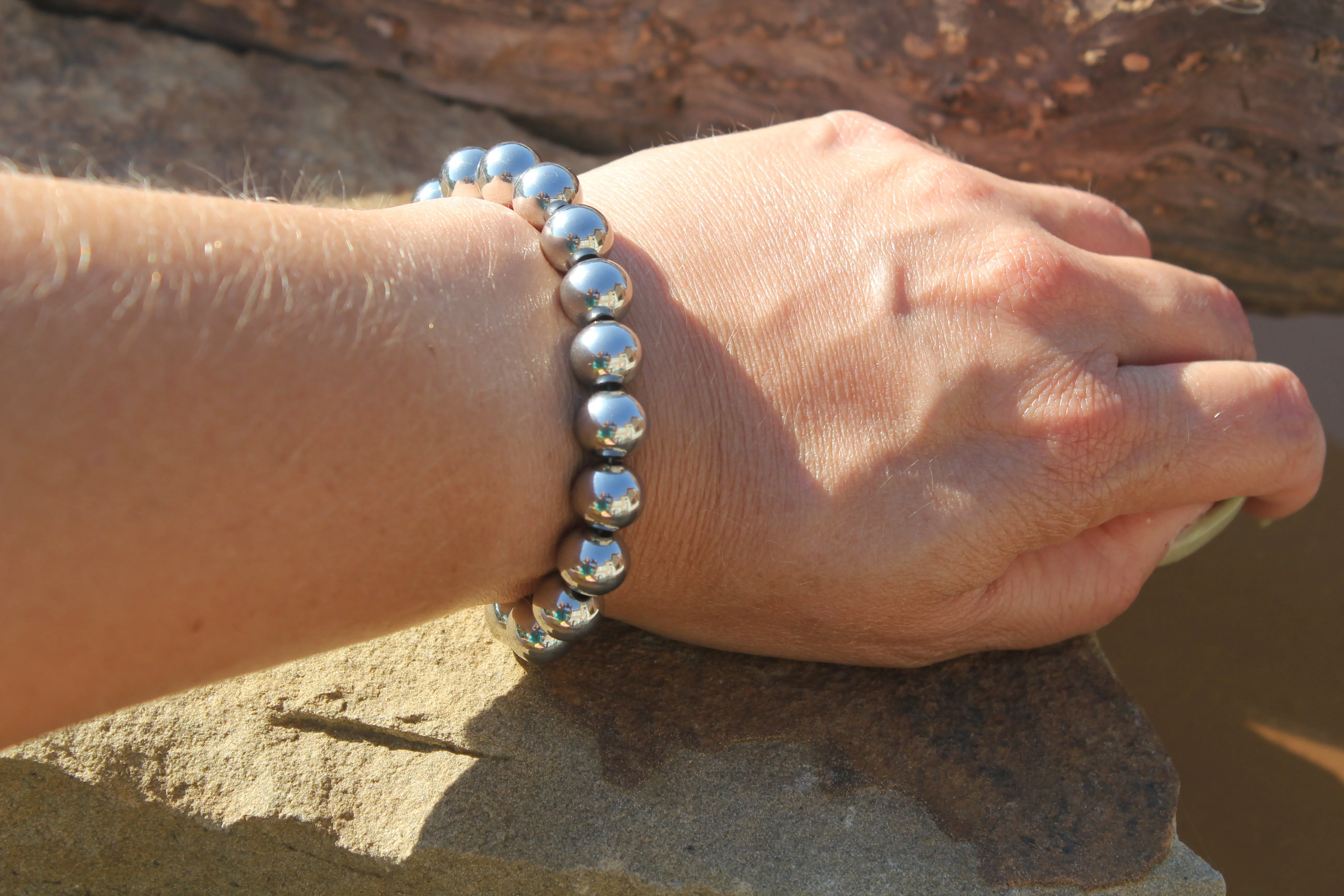 STAINLESS STEEL 10MM BEADED BRACELET