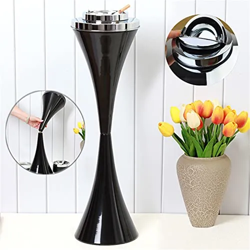 Standing Ashtray Outdoor for Patio, Large & Tall Outside Ashtrays for Cigarette Butt Receptacle Disposal, Commercial Metal Smokers Cigar Ash Tray Container with Lid, for Outside Patio Home Office
