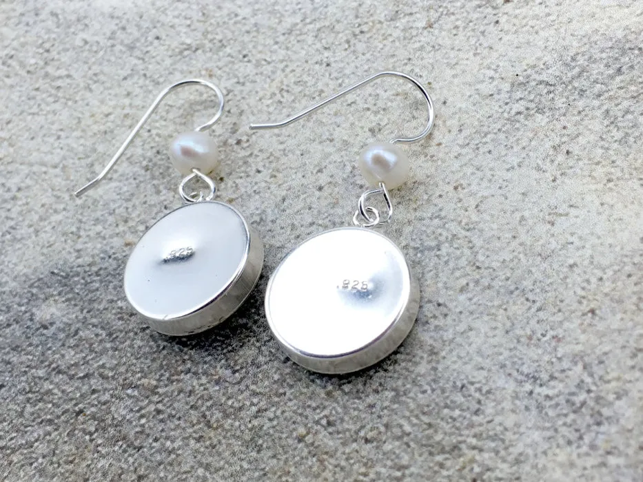 Sterling silver starfish, sanddollar, sand, sea plant and seashell earrings-ocean- sea shell,beach,shore, beach comber, tidepool,  tide pool, alcohol ink, LBI, New Jersey, shore