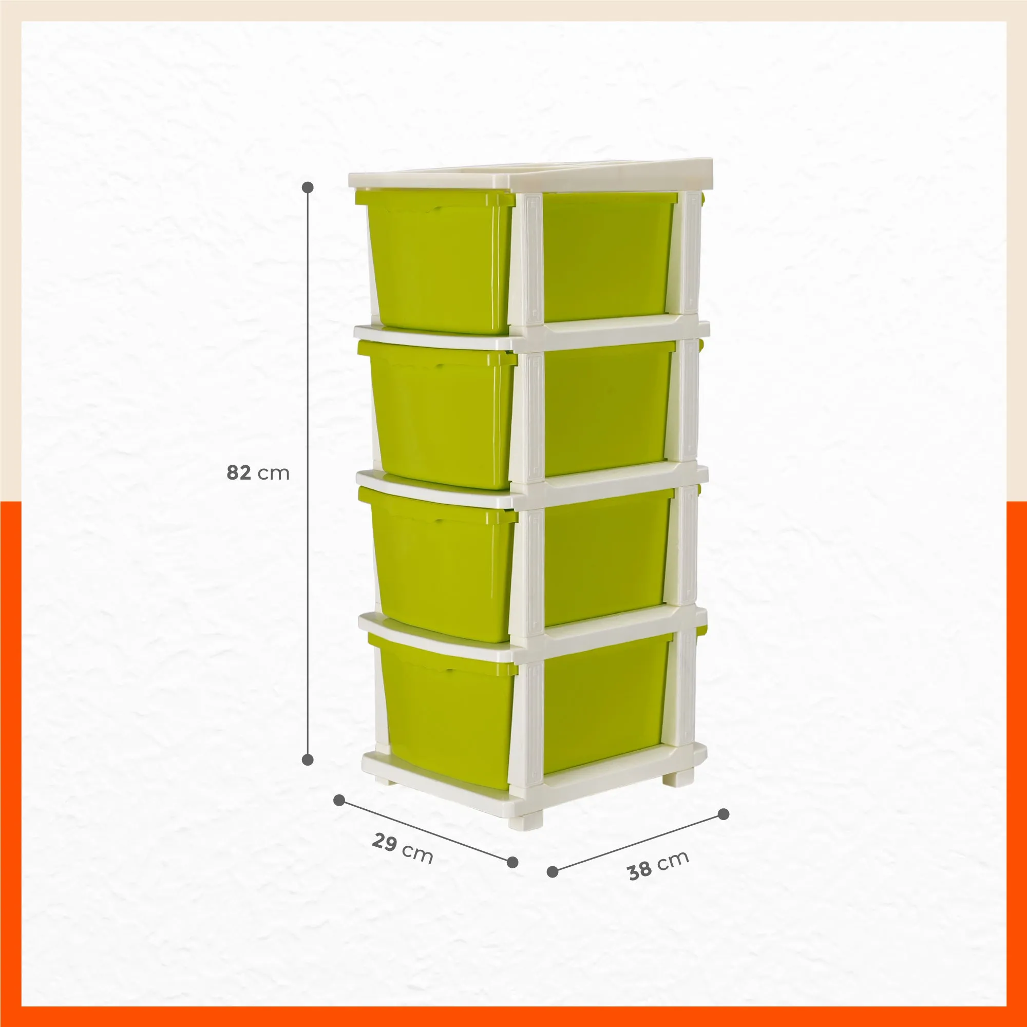 Stomo 4 Drawer Multi-Purpose Storage Organizer for Home and Office (Green)