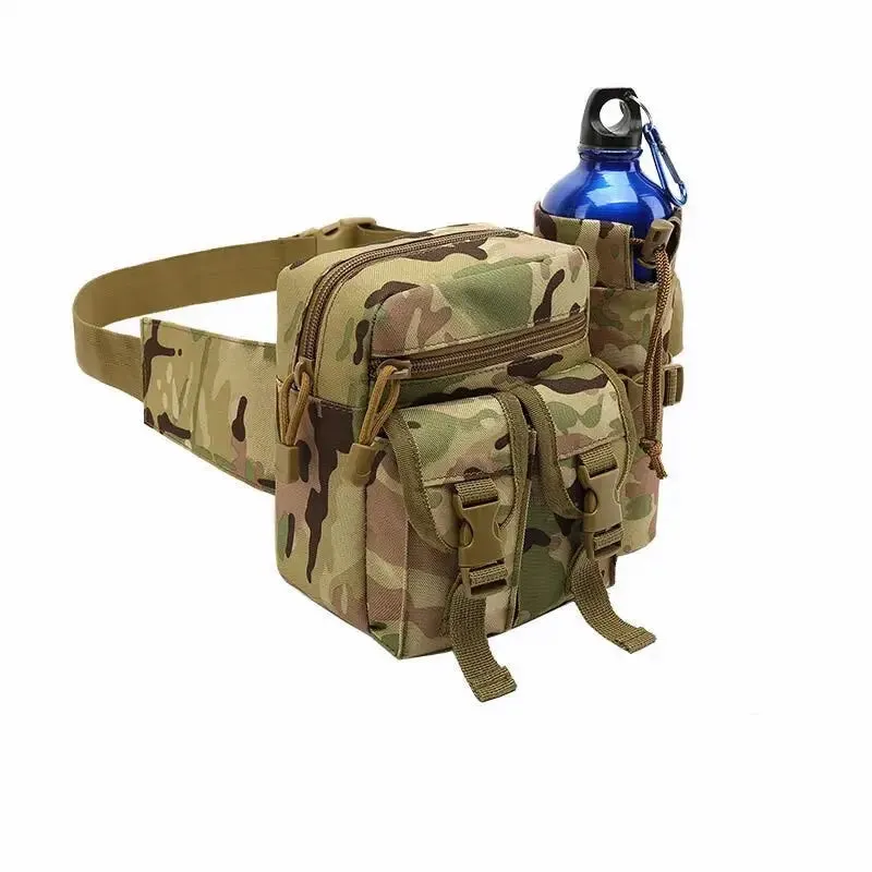 Tactical Waterproof Waist Bag with Bottle Holder, Convertible to Shoulder Pack, Ideal for Outdoor and Hiking Use