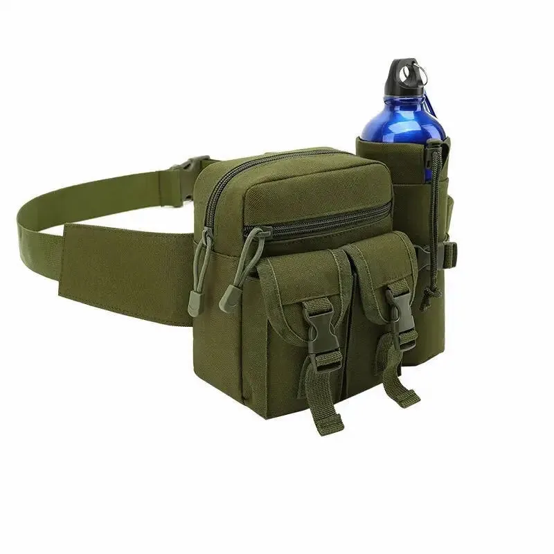 Tactical Waterproof Waist Bag with Bottle Holder, Convertible to Shoulder Pack, Ideal for Outdoor and Hiking Use