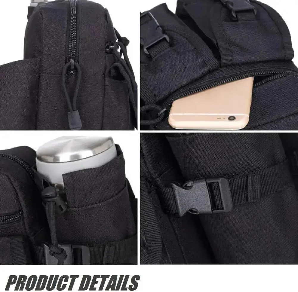 Tactical Waterproof Waist Bag with Bottle Holder, Convertible to Shoulder Pack, Ideal for Outdoor and Hiking Use