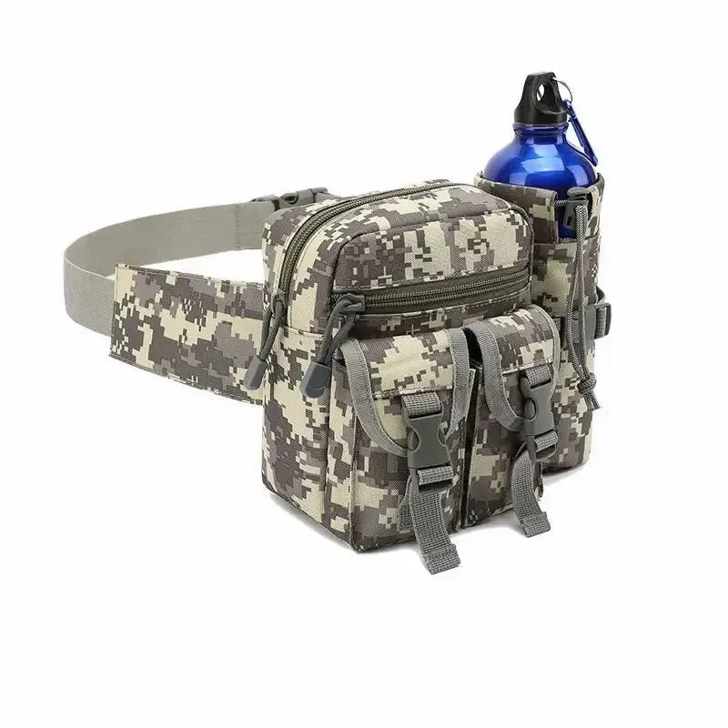 Tactical Waterproof Waist Bag with Bottle Holder, Convertible to Shoulder Pack, Ideal for Outdoor and Hiking Use