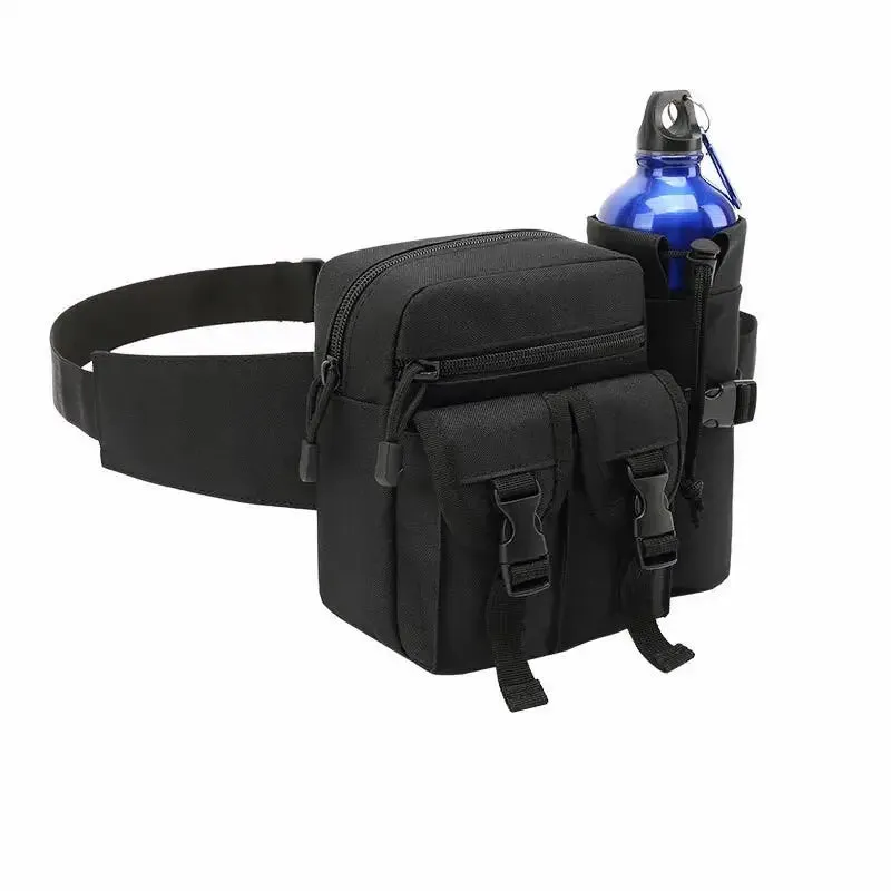 Tactical Waterproof Waist Bag with Bottle Holder, Convertible to Shoulder Pack, Ideal for Outdoor and Hiking Use