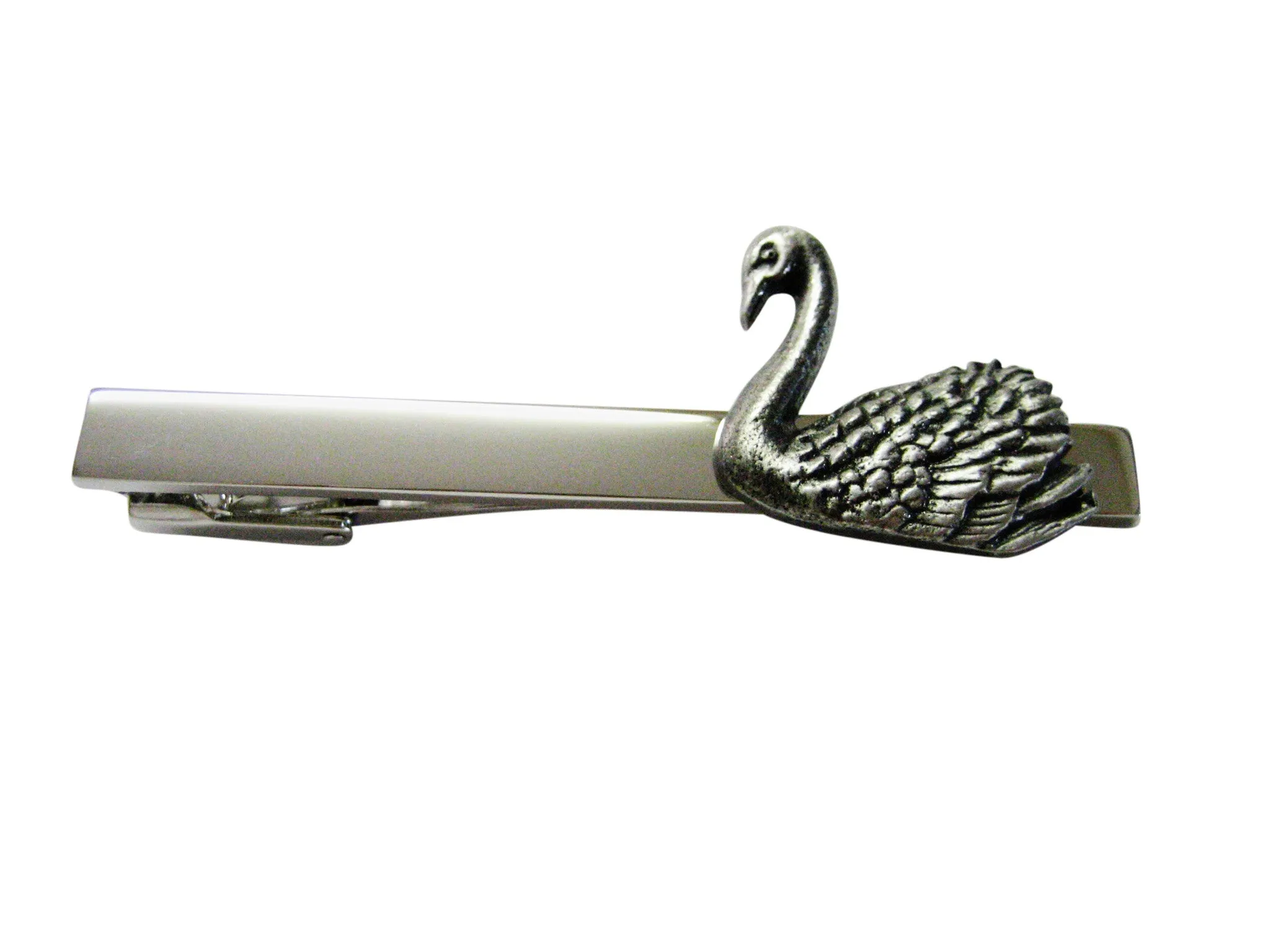 Textured Swan Bird Square Tie Clip