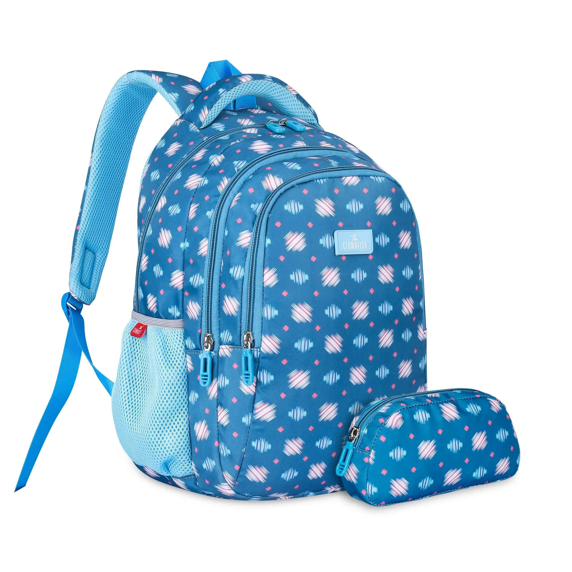 THE CLOWNFISH Scholastic Series Printed Polyester 30 L School Standard Backpack With Pencil/Staionery Pouch School Bag Daypack Picnic Bag For School Going Boys & Girls Age 8-10 Years (Cerulean Blue)