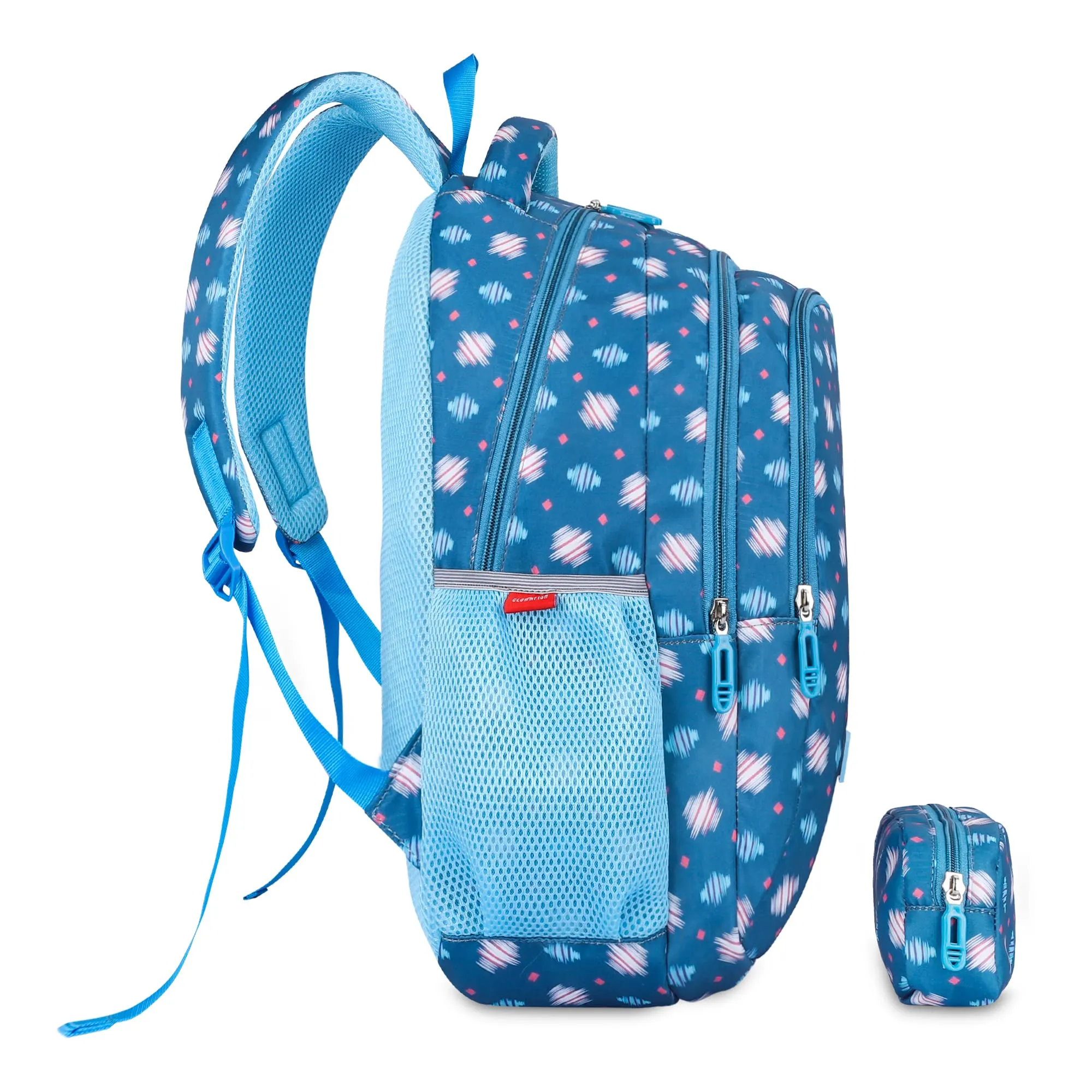 THE CLOWNFISH Scholastic Series Printed Polyester 30 L School Standard Backpack With Pencil/Staionery Pouch School Bag Daypack Picnic Bag For School Going Boys & Girls Age 8-10 Years (Cerulean Blue)