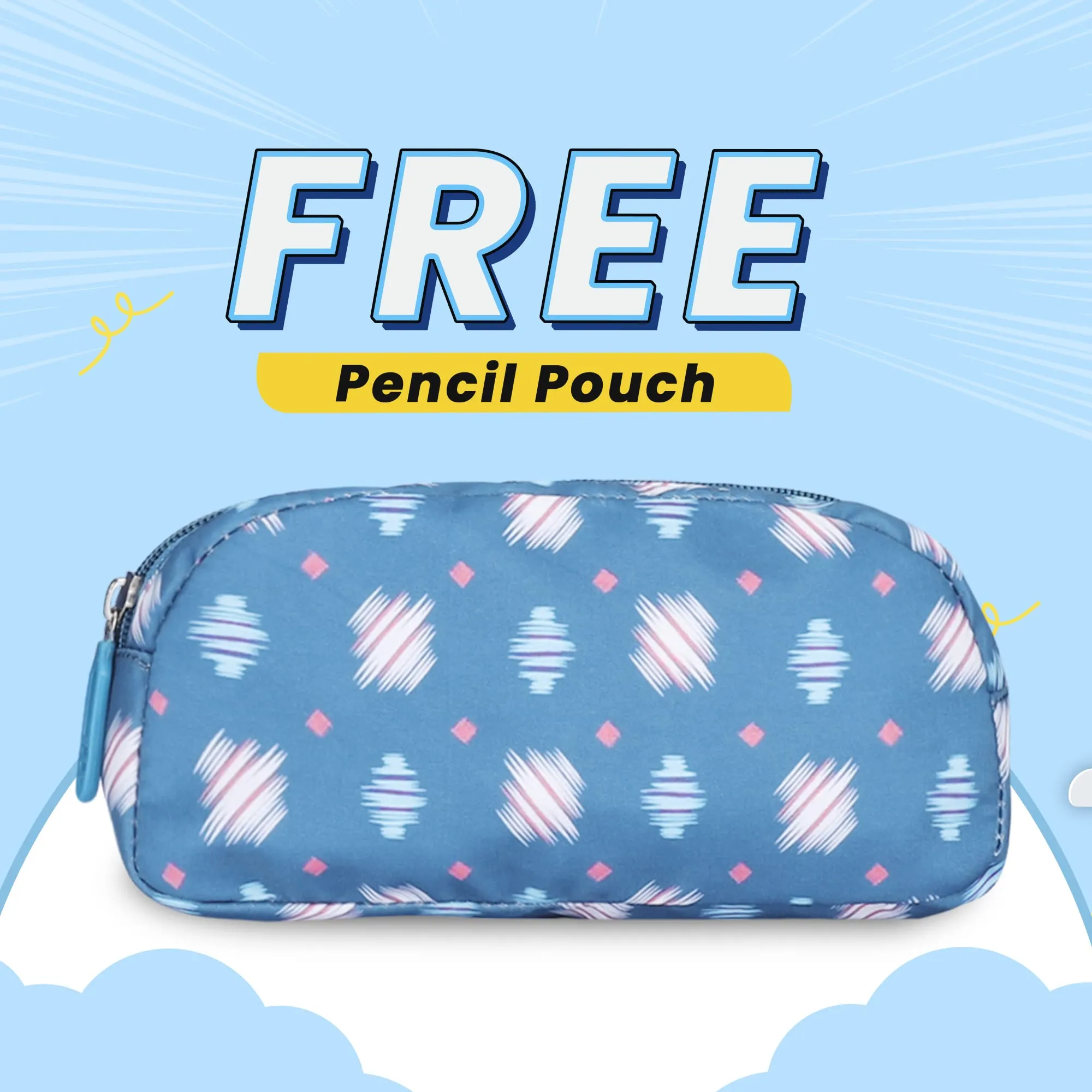 THE CLOWNFISH Scholastic Series Printed Polyester 30 L School Standard Backpack With Pencil/Staionery Pouch School Bag Daypack Picnic Bag For School Going Boys & Girls Age 8-10 Years (Cerulean Blue)