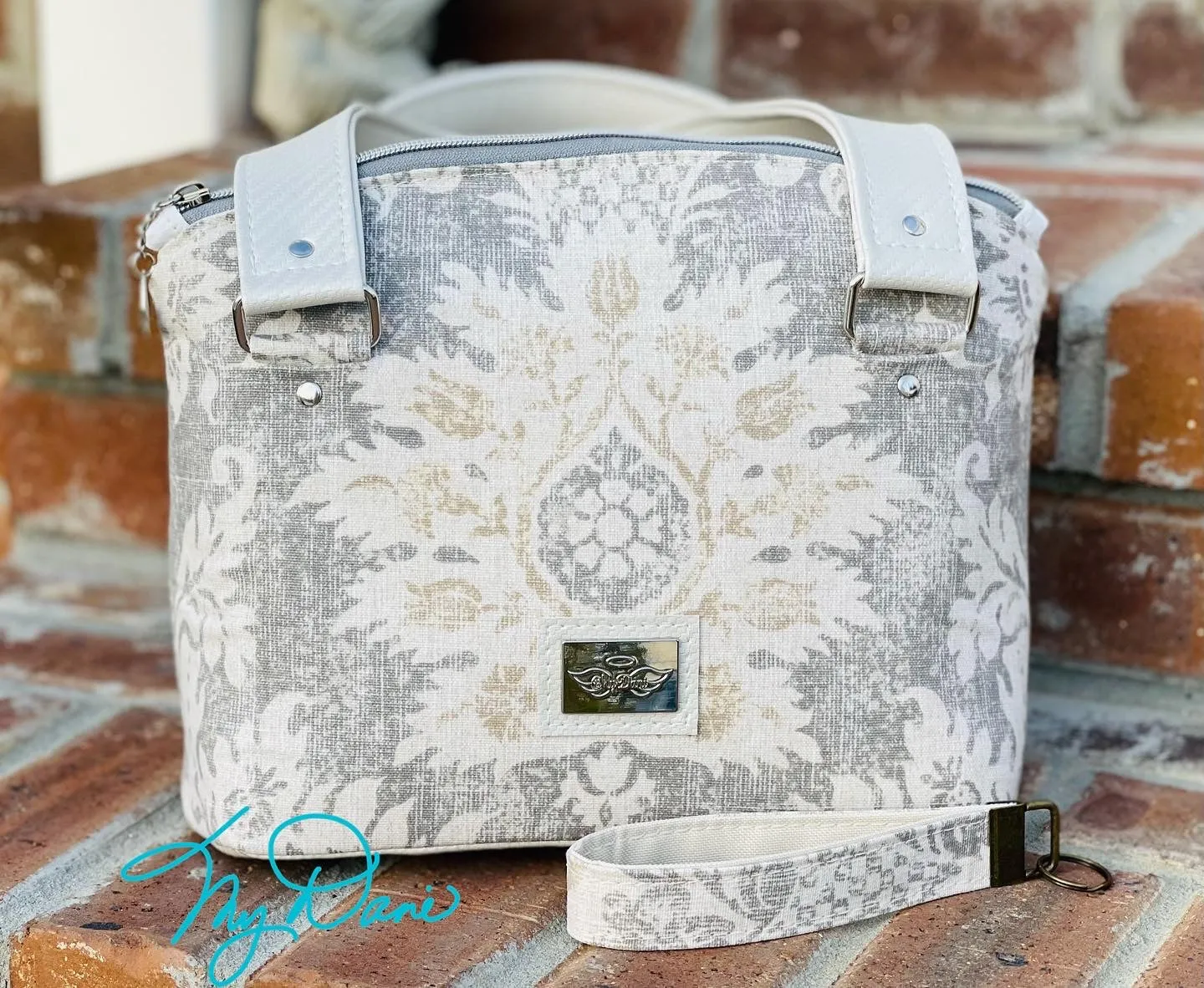 The Lola Classic Handbag in Grey Floral Canvas