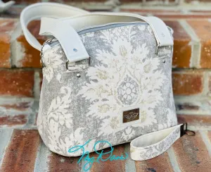 The Lola Classic Handbag in Grey Floral Canvas